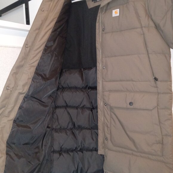 VERY WARM MED. GREEN CARHARTT COAT WITH FUR - Picture 2 of 5